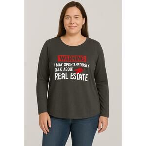 Realtor or Investor Funny T-shirt Long Sleeve Woman's size XL Petite Stretch Tee